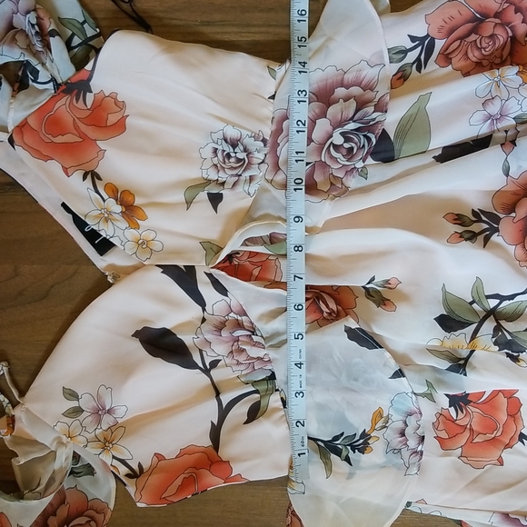 LuLus De Fleur Blush Floral Pink Ruffled Shoulder Maxi Dress NWT, Size Medium - Picture 9 of 15